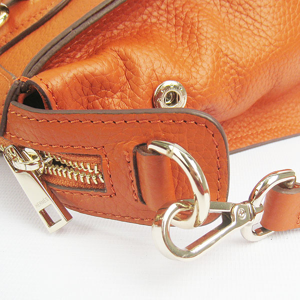 Replica Hermes New Arrival Double-duty leather handbag Orange 60669